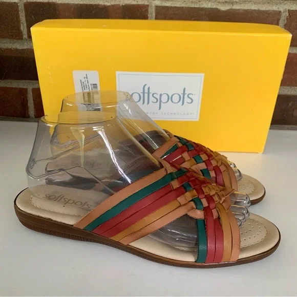 Softspots Shoes Softspots Womens Aqua Multi Leather Slide Low